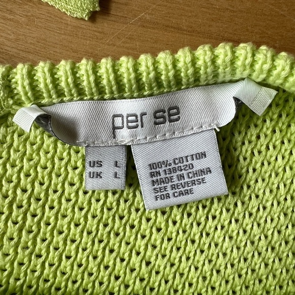 PER SE SWEATER L OPEN KNIT BACK ZIP CASUAL CHIC SUMMERY BEACHY COASTAL GRANDMA - Picture 12 of 13